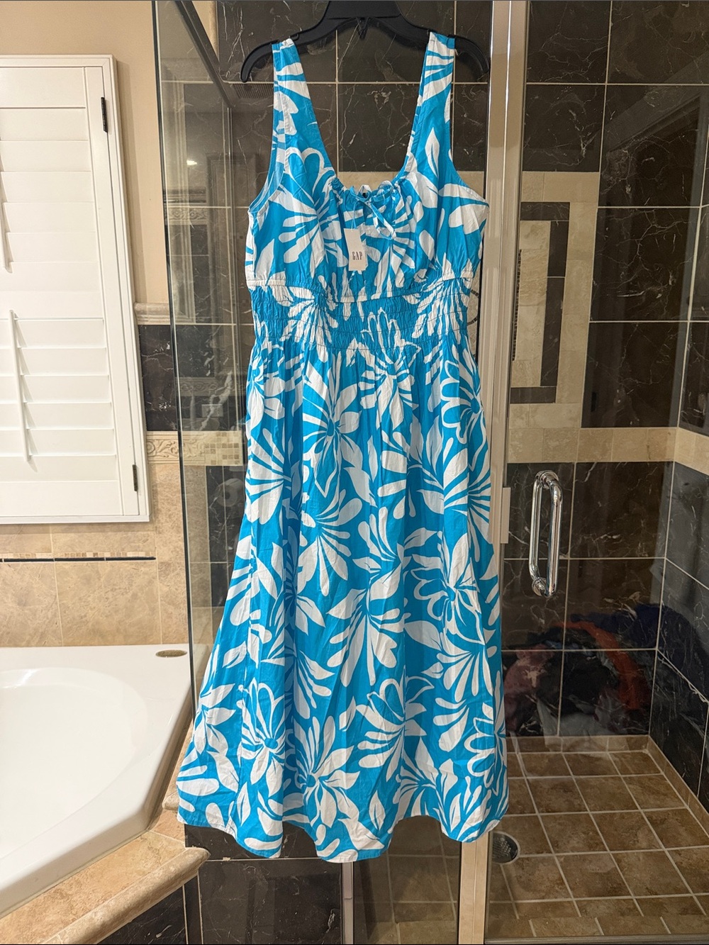GAP Turquoise and White Floral Strap Sundress